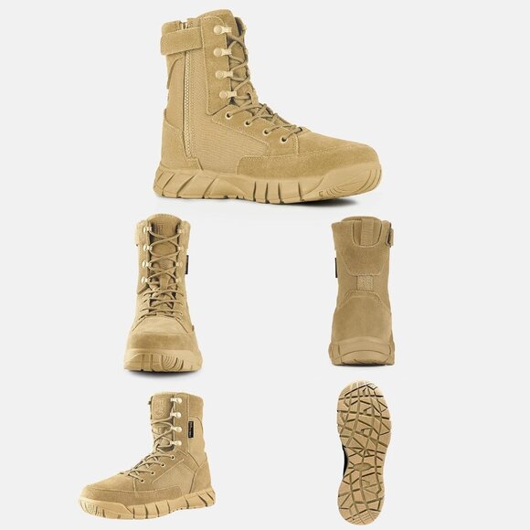 ⚡ Men's Deep Tan Combat Suede Leather Lightweight Military Work Desert Boot - Picture 8 of 8